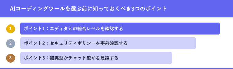 AIコーディングツールを選ぶ前に知っておくべき3つのポイント